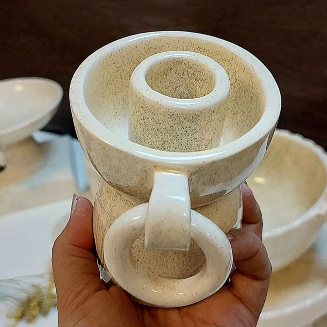 جاشمعی سرامیکی طرح حلقه آویز برای سفره هفت سین و تزیین