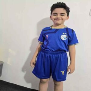 پیراهن استقلال با شورت ورزشی فوتبال – مناسب برای کودکان