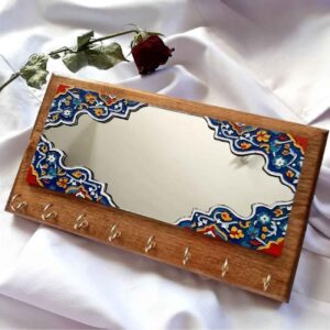 جاکلیدی آینه دیواری با نقاشی برجسته شیشه ای