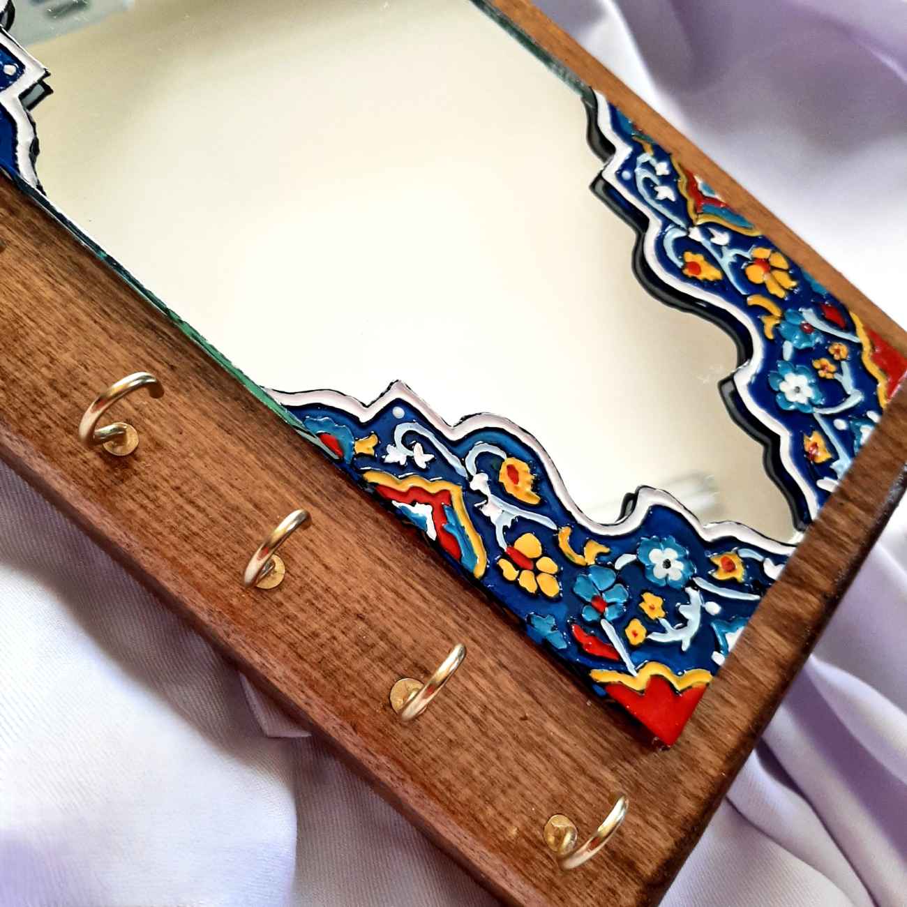 جاکلیدی آینه دیواری با نقاشی برجسته شیشه ای