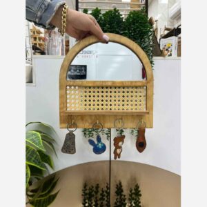 جاکلیدی چوبی دیواری با طرح آینه
