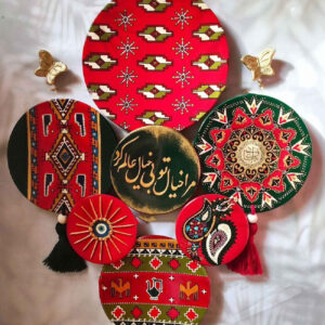 سرویس بشقاب سفالی هنری – دکور دیواری یا رومیزی با خوشنویسی فارسی (7 عدد)