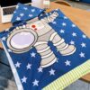 Baby and Toddler Blue Hooded Bath Towel with Astronaut Design (1)