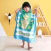 Blue Children's Poncho Bath Towel with Dinosaur Design (4)