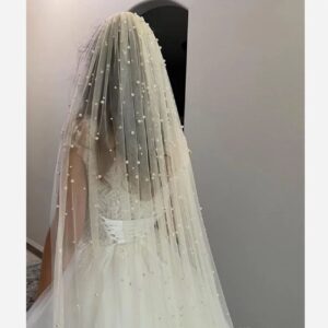 تور عروس با مروارید برای یک روز عروسی باشکوه، قطعه ۲/۵ متری