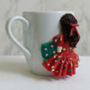 Ceramic Mug – Handmade Doll Design Girl in Red (1)