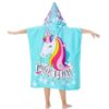 Children’s Blue Unicorn Hooded Poncho Towel – Perfect for Bath Time and Sunbathing (4)
