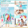 Children’s Blue Unicorn Hooded Poncho Towel – Perfect for Bath Time and Sunbathing (5)