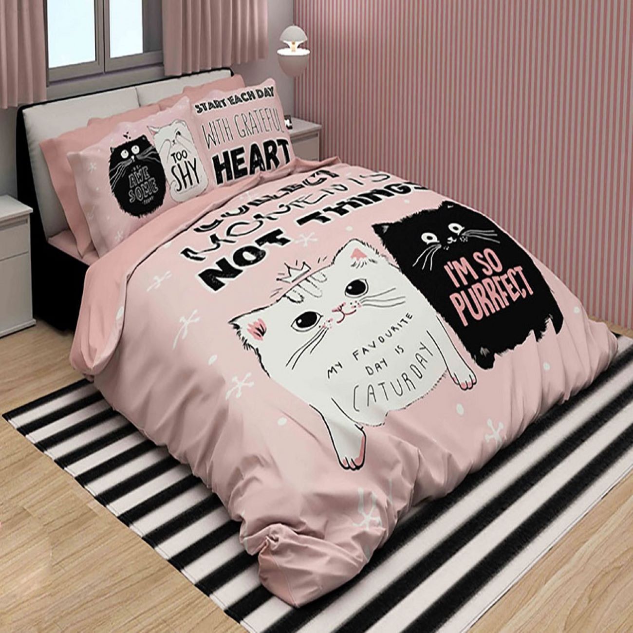 سرویس خواب Cozy Nights – مناسب برای کودکان، طرح گربه، در 5 عدد
