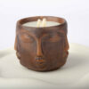 Decorative Wooden Jar Candle, Long-Lasting & Rustic Style with Face Design (2)