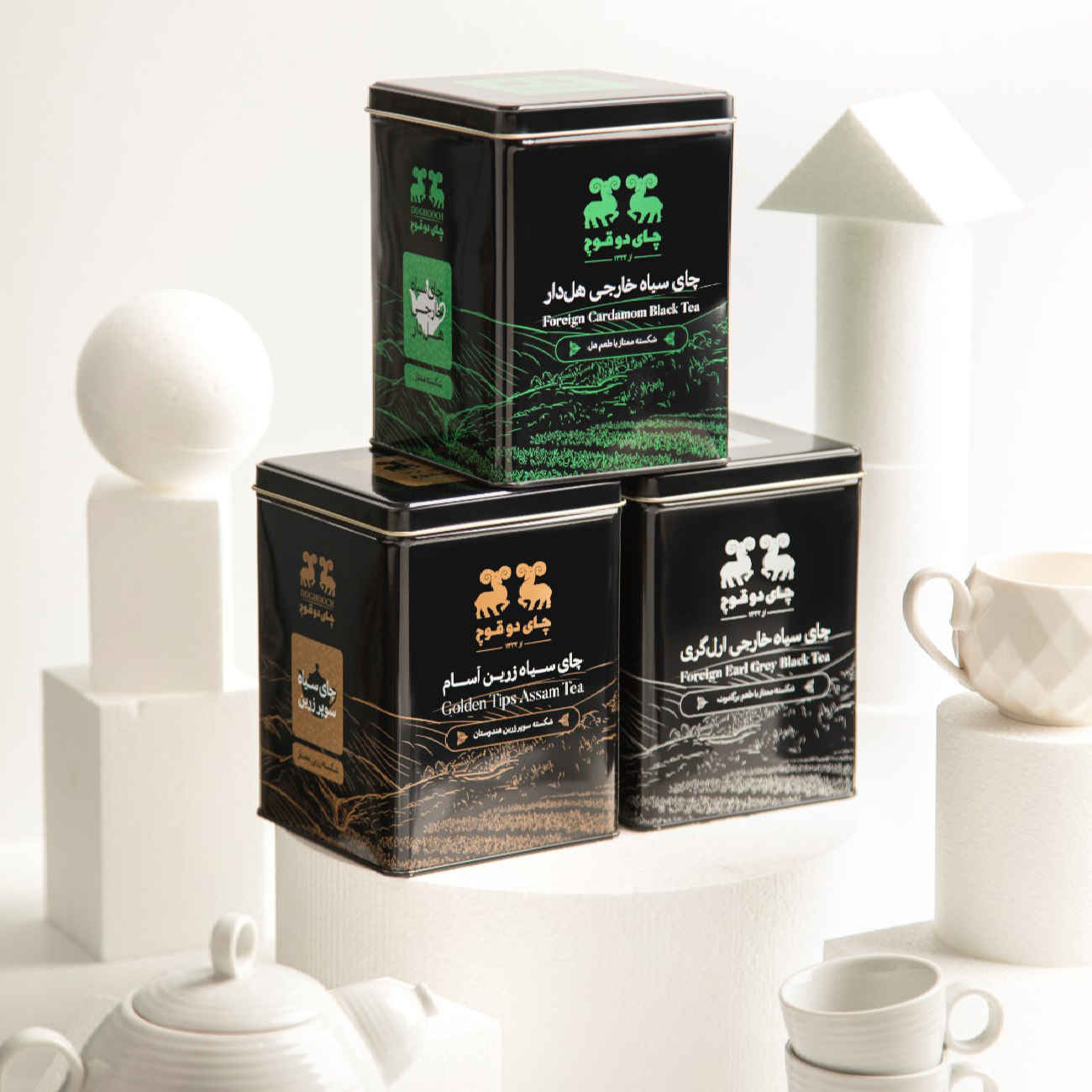 چای سیاه شکسته سوپر طلایی دو غوش با عطر هل – ۴۵۰ گرم، بسته ۳ عددی