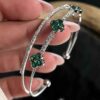 Elegant Double-Line Cuff Bracelet for Women – Van Cleef Design with Colorful Gems (5)