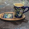 Enamel-painted pottery mug with wooden coaster - Suitable for Decorative or Gifting (3)