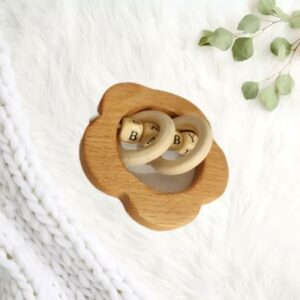 جغجغه چوبی سبک وزن با حلقه در طرح ابر