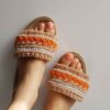 Macrame Indoor Slipper - Perfect for Housewarming with Pearl Dseign in Orange (2)