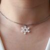Snowflake Beaded Choker Necklace - Handmade, Minimalist Ideal for Everyday Wear (2)