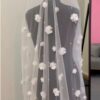 Soft Tulle Wedding Veil with Floral Lace Appliqué and Cathedral Train – Graceful and Elegant (1)