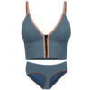 Athletic Crop Top and Panty Set – Front-Zip, Padded, Model 4563 in Blue (1)
