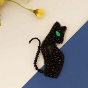 سنجاق سینه گربه مهره‌ای جذاب – دوست‌داشتنی و رنگارنگ