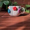 Handcrafted Embossed Floral Ceramic Mug – Fantasy Style with Raised Flower Design (2)