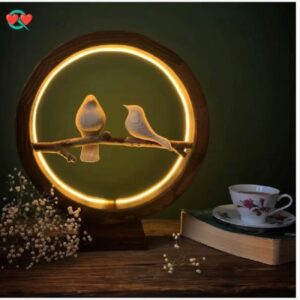 چراغ رومیزی چوبی دست‌ساز – چراغ نئونی ساخته شده با چوب روسی