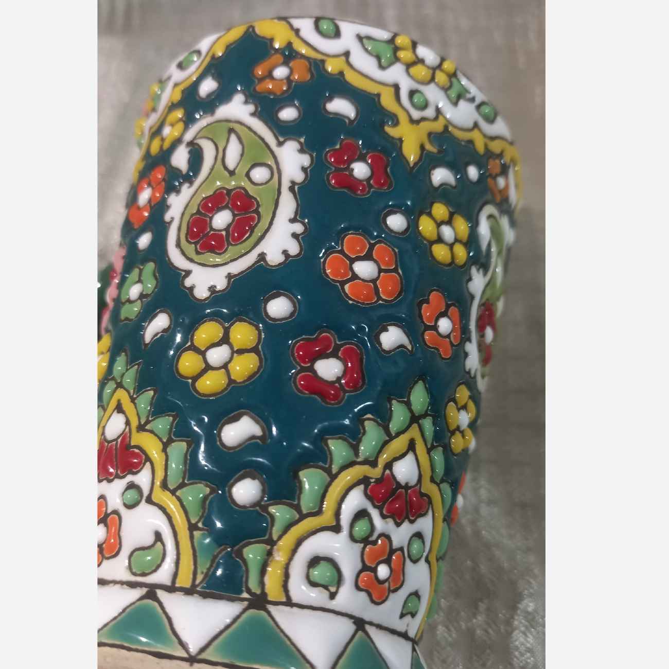 لیوان میناکاری دست ساز – فنجان قهوه سفالی دست ساز، مناسب برای ظروف آشپزخانه به رنگ سبز