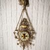 Large Brass Hanging Wall Clock with Brass Floral Pendant (2)