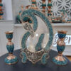 Medium-Sized Turquoise Inlay Mirror and Candle Holder Set – Paransa Brand (1)
