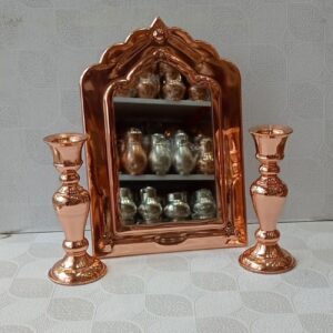 مجموعه آینه و جاشمعی مسی با روکش نانو