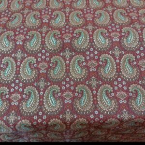 پارچه ترمه ابریشمی – طرح طاووس زرشکی