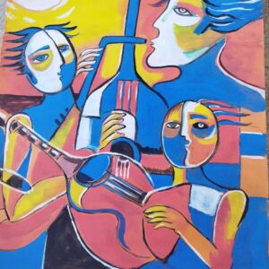 اثر هنری گواش کوبیسم ساده و زیبا – مناسب برای هدیه دادن