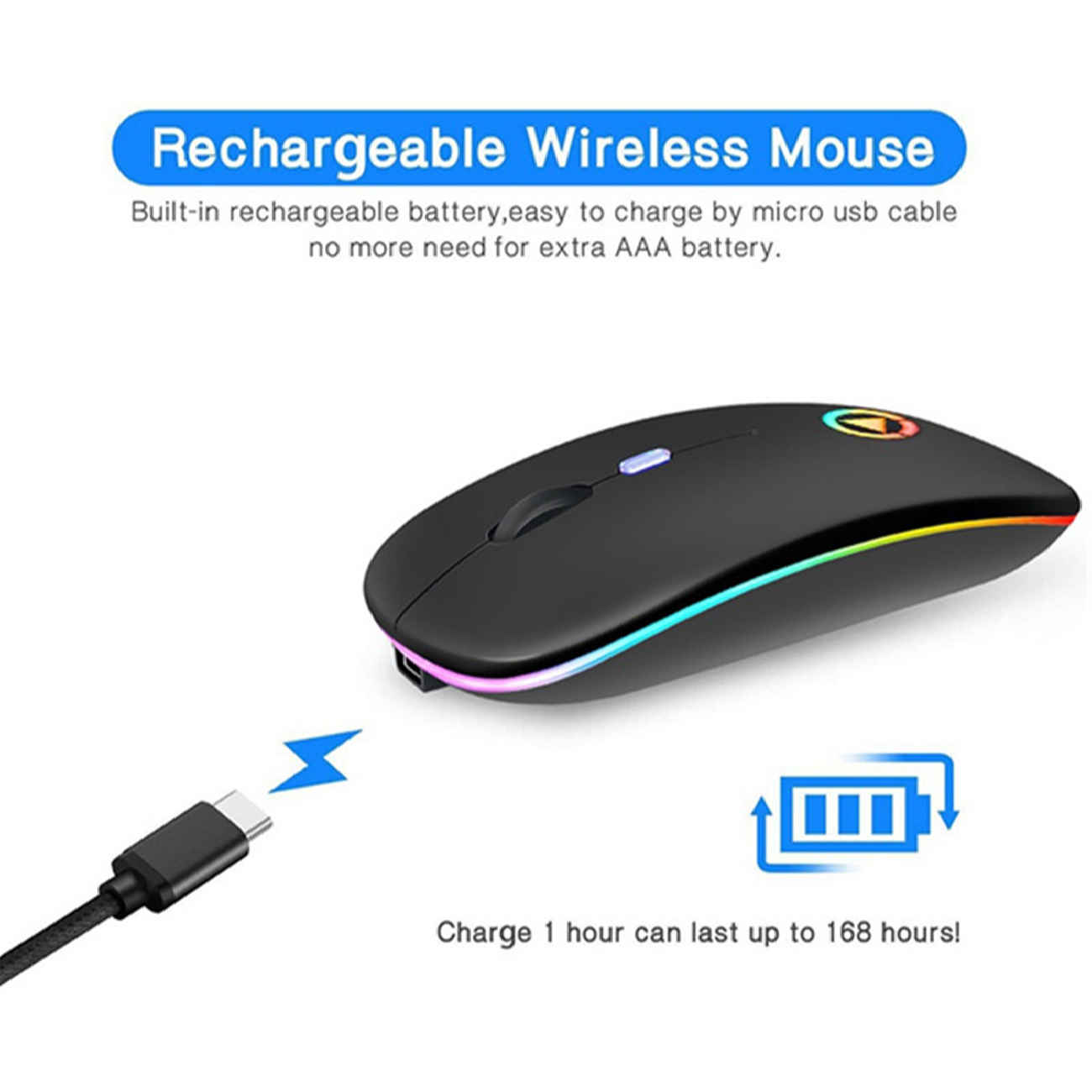 ماوس بیسیم مخصوص بازی لاجیتک – ۴ دکمه، نورپردازی RGB، کلیکهای بیصدا، دانگل USB، حسگر نوری