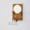 Brown Wooden Mirrored Key Holder - Stylish Wall Organizer for Entryway and Hallway (3)