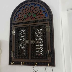 آویز کلید چوبی آینه‌ای سنتی زیبا – مناسب برای هر ورودی