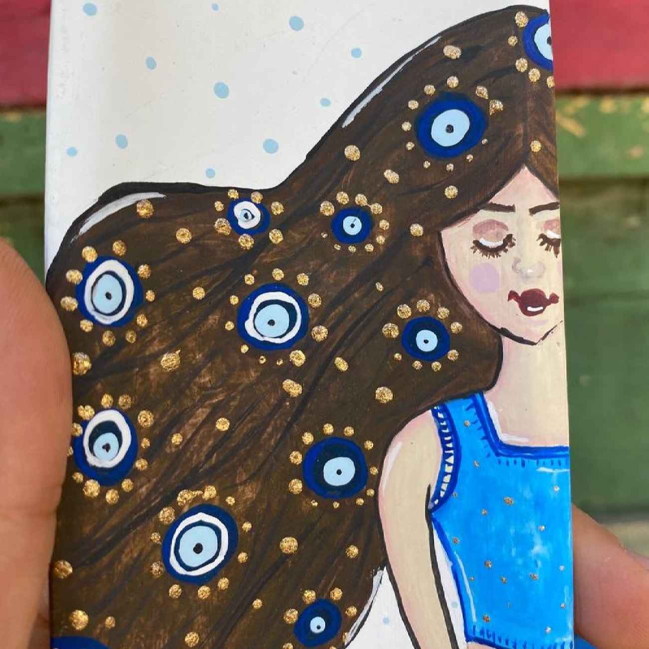 جا عود سفالی نقاشی شده با دست با طرح چشم زخم، قابل شستشو و رنگ اکریلیک